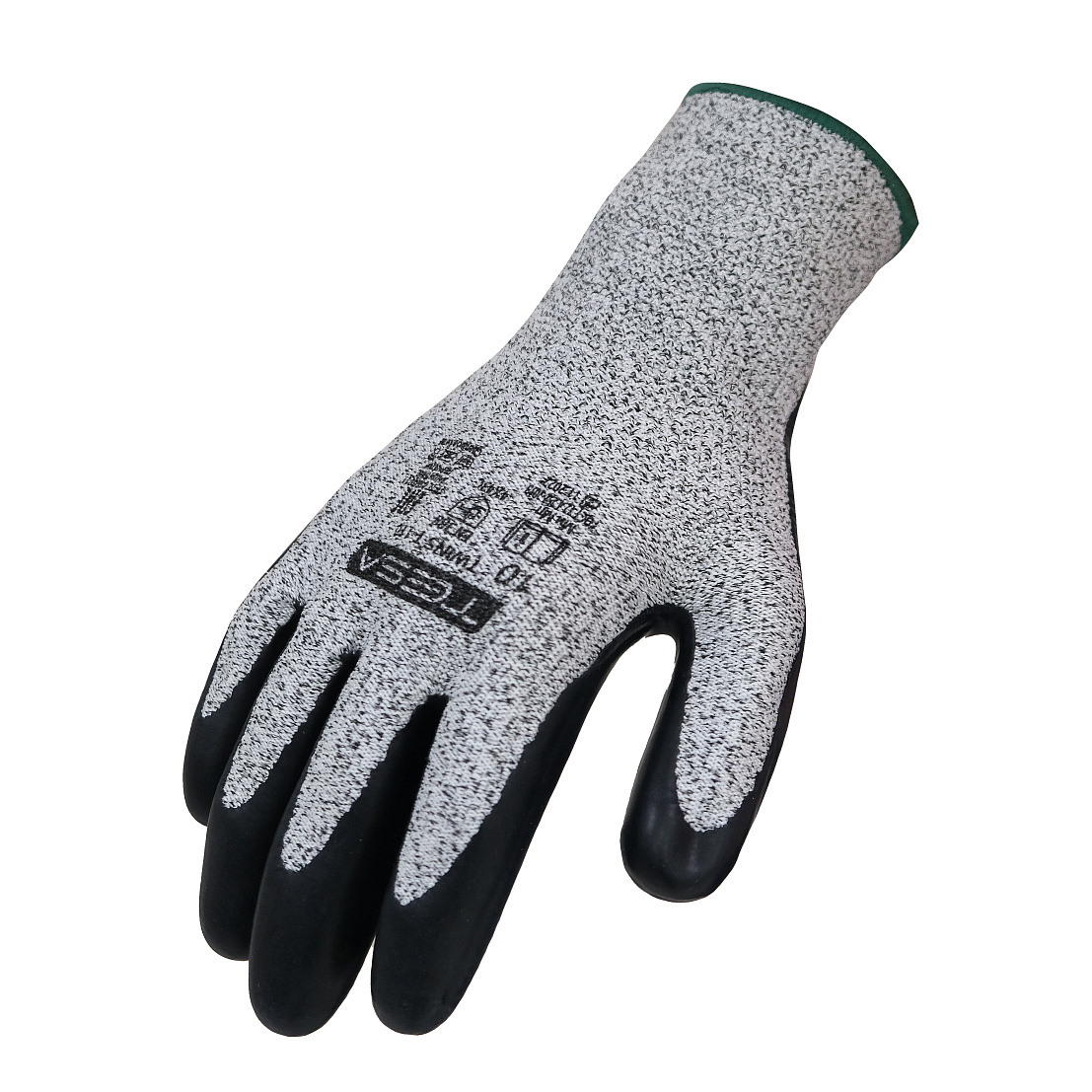 Перчатки TESA TWINS T-110, текстурир. латекс, покрытие ладонной части, манжета, серый/черный