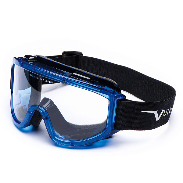 Очки закрытые Univet 601.00.77.00, прозрачная линза, непрям. вент, (РС), ППУ обтюр, KN