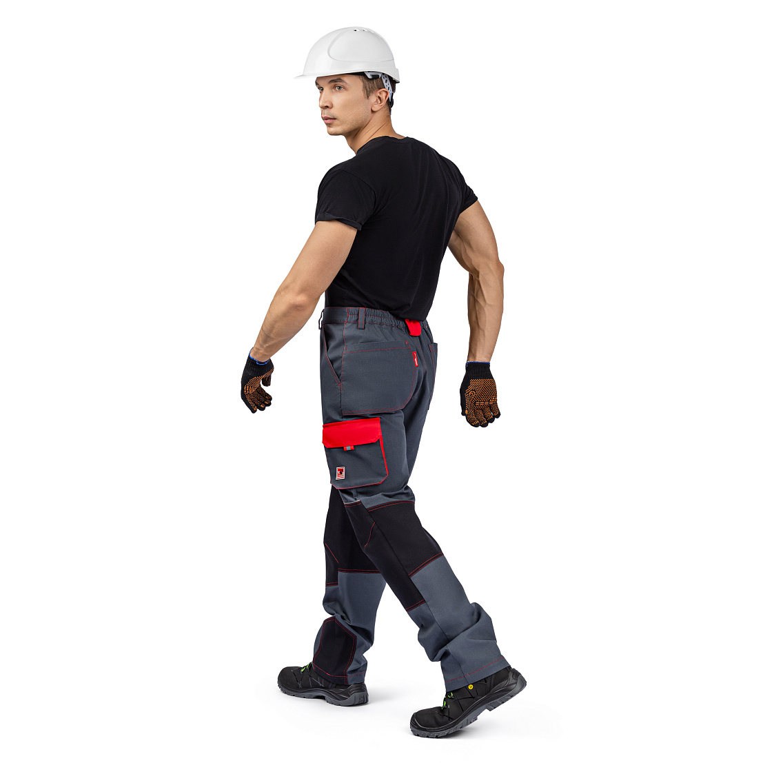 Брюки РЕЙН, т-серый/черный/красный, тк.смесовая, муж.