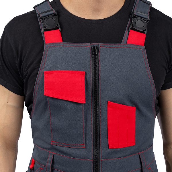 Полукомбинезон РЕЙН, т-серый/черный/красный, тк.смесовая, муж.