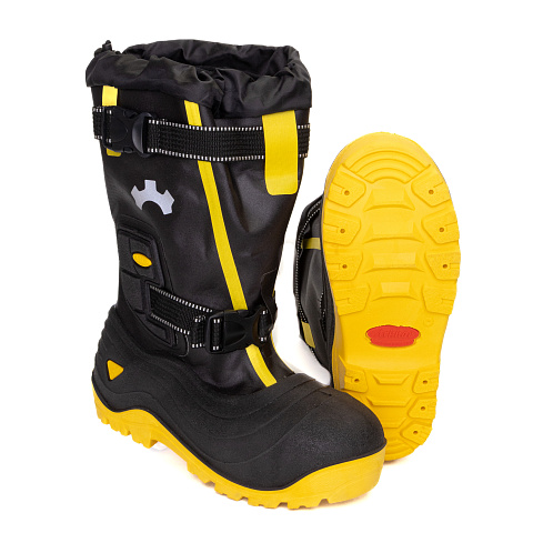 Сапоги комбинированные утепленные арт.А-204 КП КС ПУ/ТПУ, черный/желтый