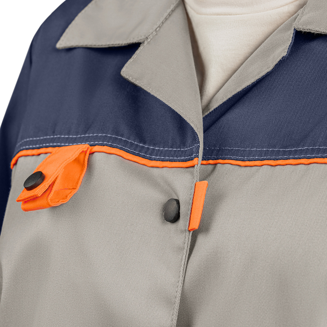 Халат ДОН, тк.смесовая, серый/т-синий/оранжевый, жен.