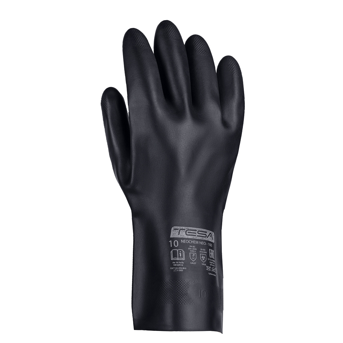 Перчатки TESA NEOCHEM NEO-100, неопрен с хлопковым напылением, черный