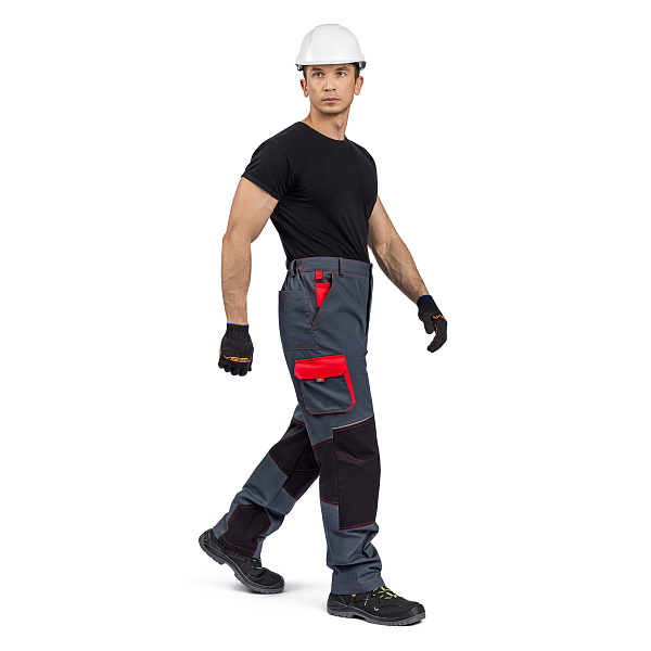 Брюки РЕЙН, т-серый/черный/красный, тк.смесовая, муж.