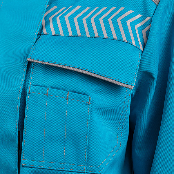 Костюм ЛЕНА (куртка/брюки) бирюза/серый, тк.смесовая, жен.