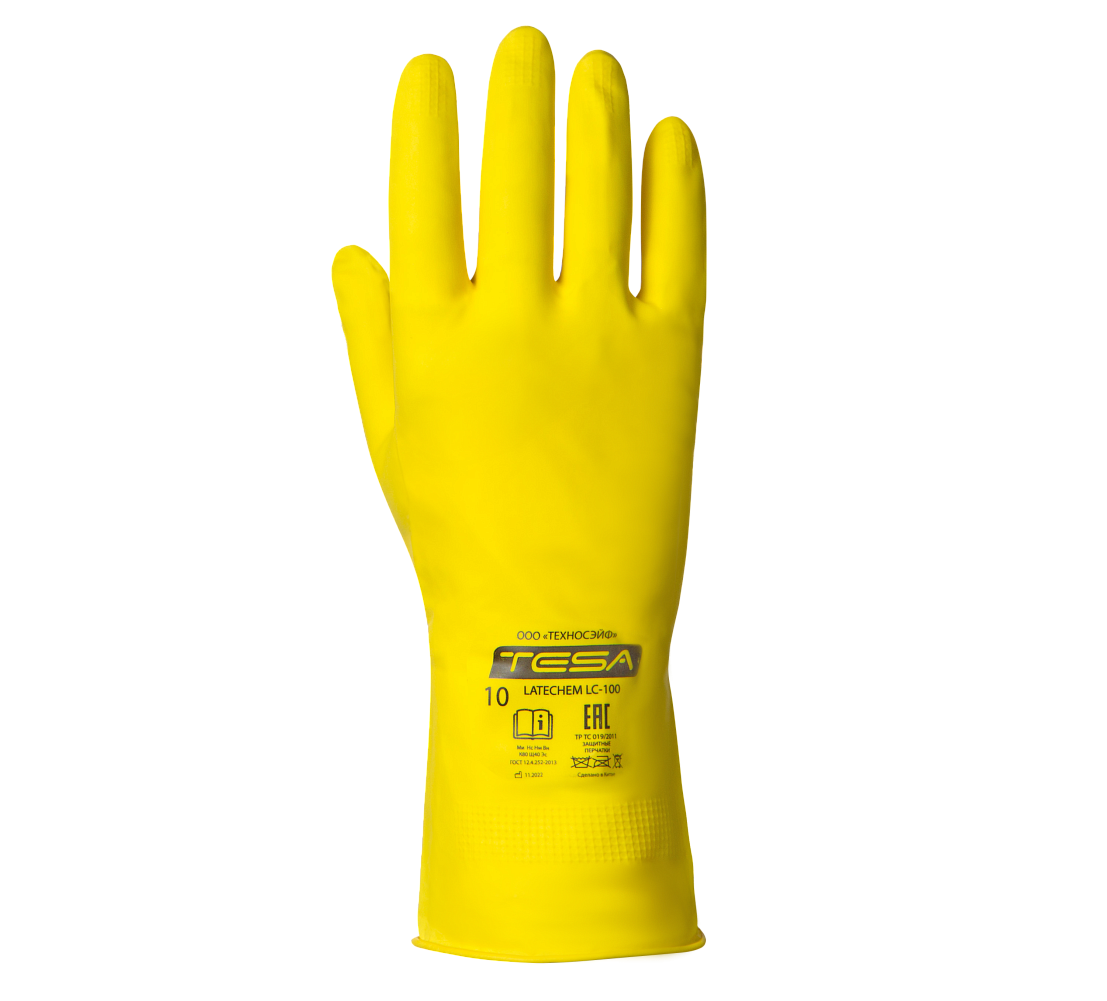 Перчатки TESA LATECHEM LC-100, латекс с хлопковым напылением, желтый