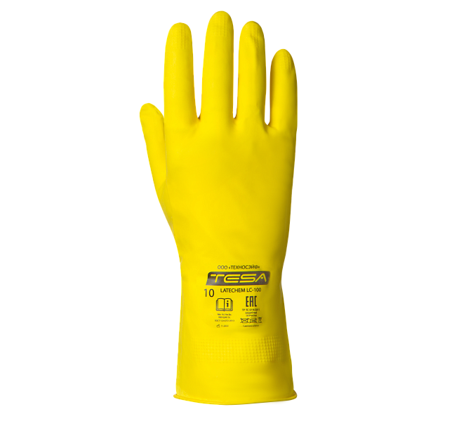 Перчатки TESA LATECHEM LC-100, латекс с хлопковым напылением, желтый