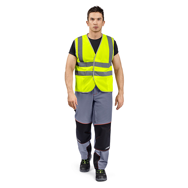 Жилет сигнальный 2 класса защиты, лимонный (2х2 СОП 50мм)