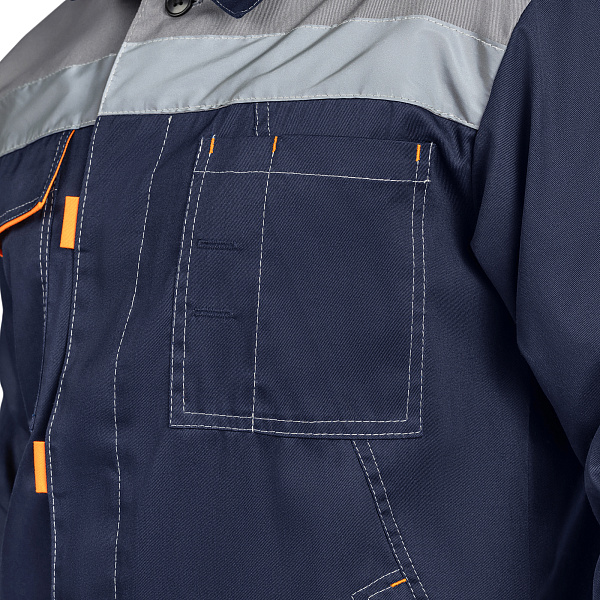 Костюм ДОН (куртка/брюки) т-синий/серый/оранжевый, тк.смесовая, муж.