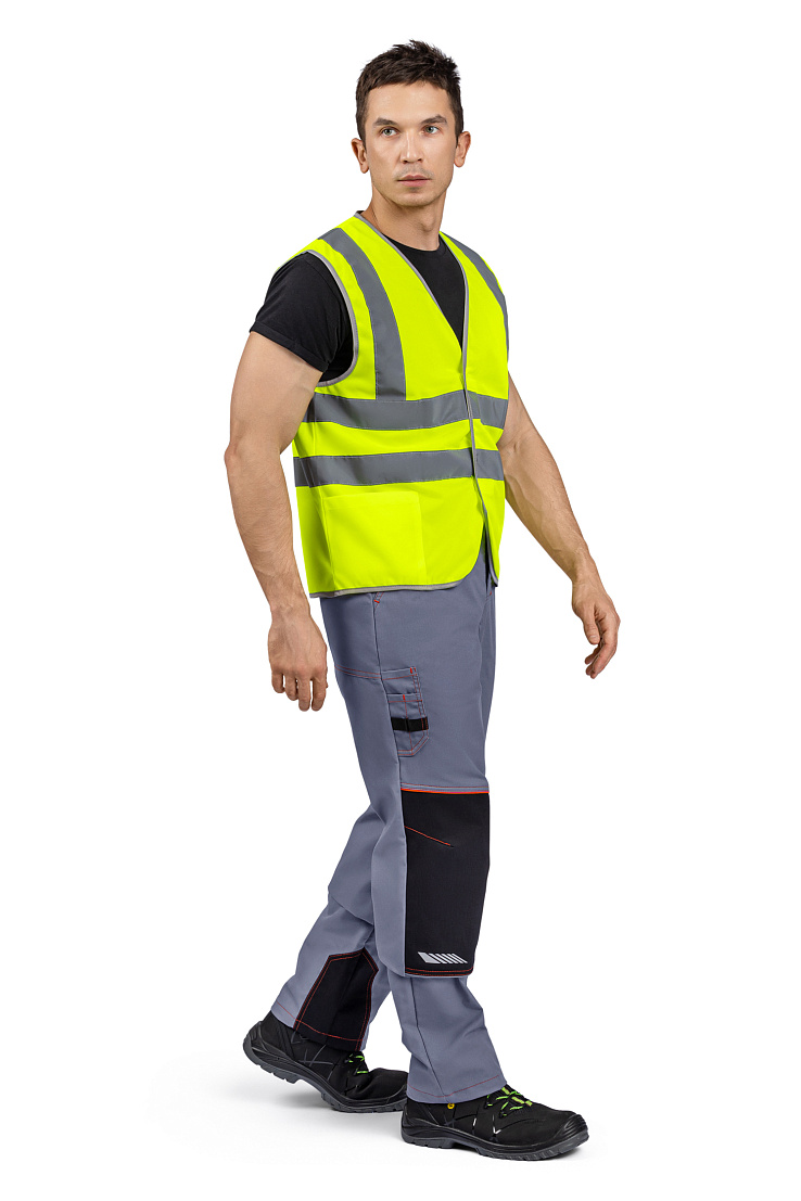 Жилет сигнальный 2 класса защиты, лимонный (2х2 СОП 50мм)