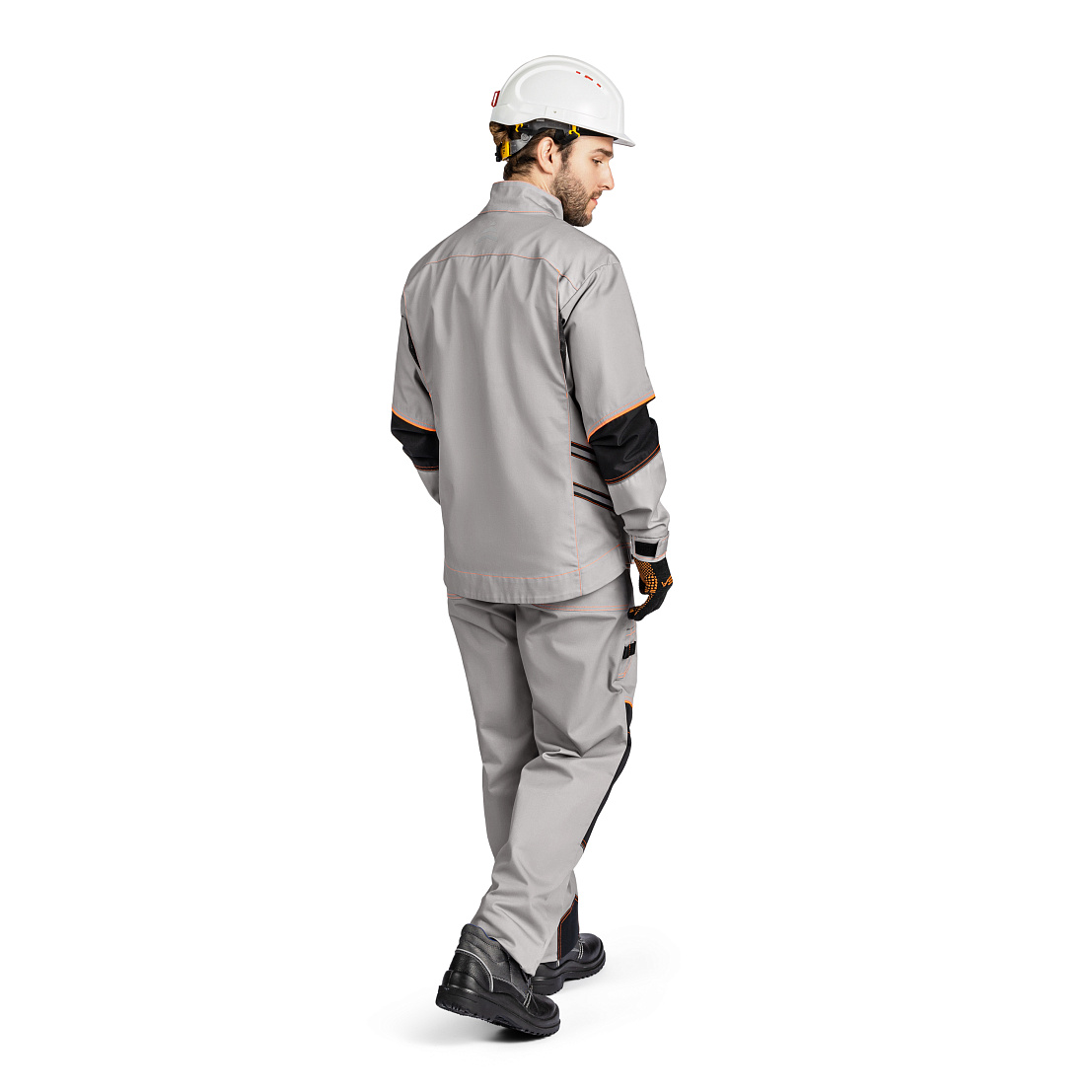 Костюм АРАКС (куртка/брюки) св-серый/черный/оранжевый,тк.смесовая, муж.