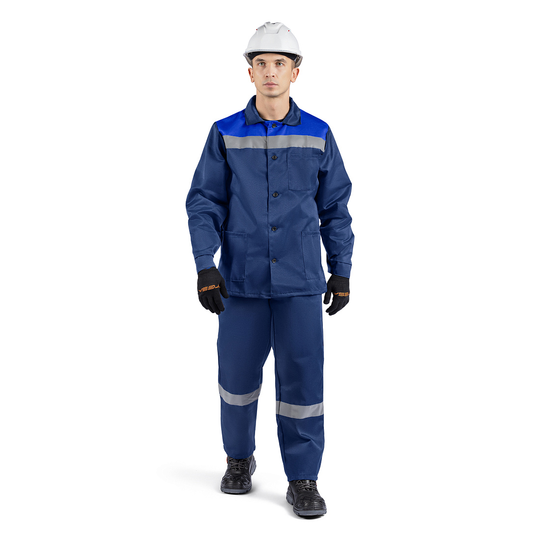 Костюм муж. СТАНДАРТ СОП, куртка/брюки, тк.смесовая, т-синий/василек