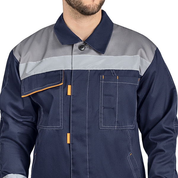 Костюм ДОН (куртка/брюки) т-синий/серый/оранжевый, тк.смесовая, муж.