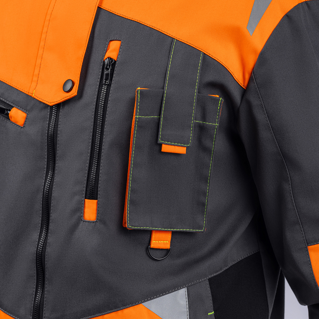 Костюм КОНДА (куртка/брюки), т-серый/оранжевый/черный, тк.смесовая, муж.