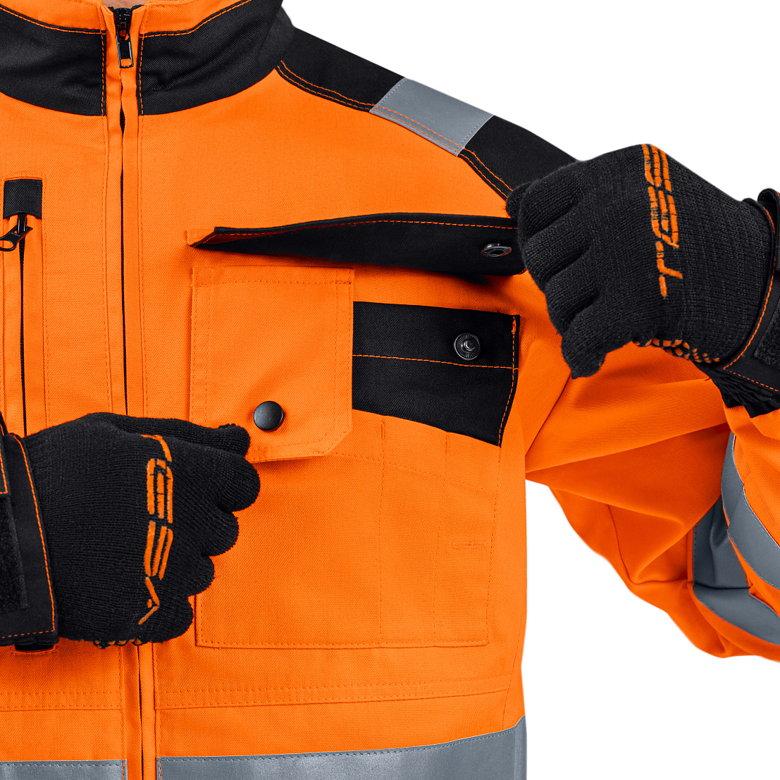 Костюм сигнальный МастВижн 2 (куртка/пк) флуоресцентный оранжевый/черный, тк.смесовая, муж.