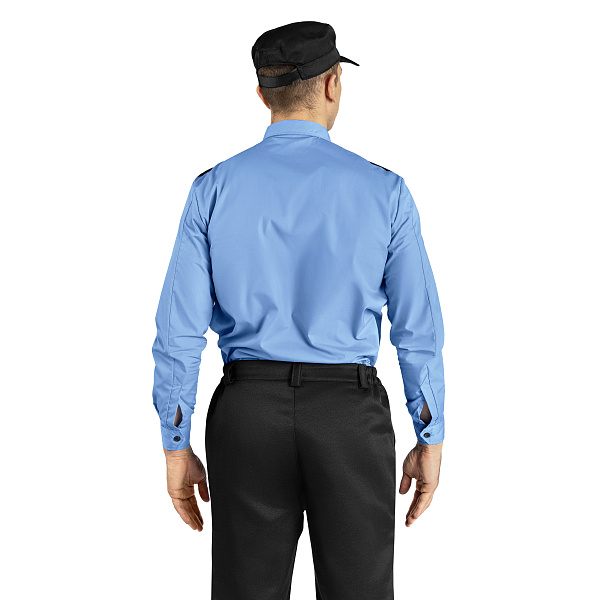 Рубашка охранника с длинным рукавом, синий, 65%па, 35%хлопок, муж.