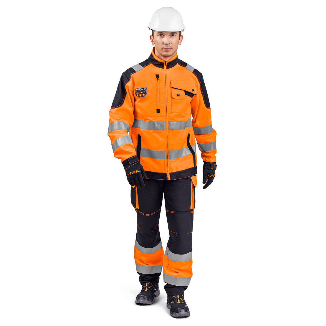 Костюм сигнальный МастВижн 2 (куртка/пк) флуоресцентный оранжевый/черный, тк.смесовая, муж.