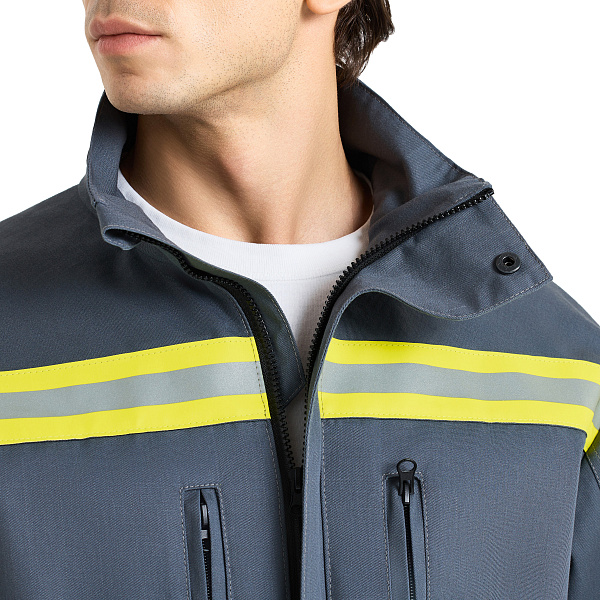 Костюм МастОйл (куртка/брюки) 1кл.защиты, серый/чёрный, тк.смесовая, муж. 