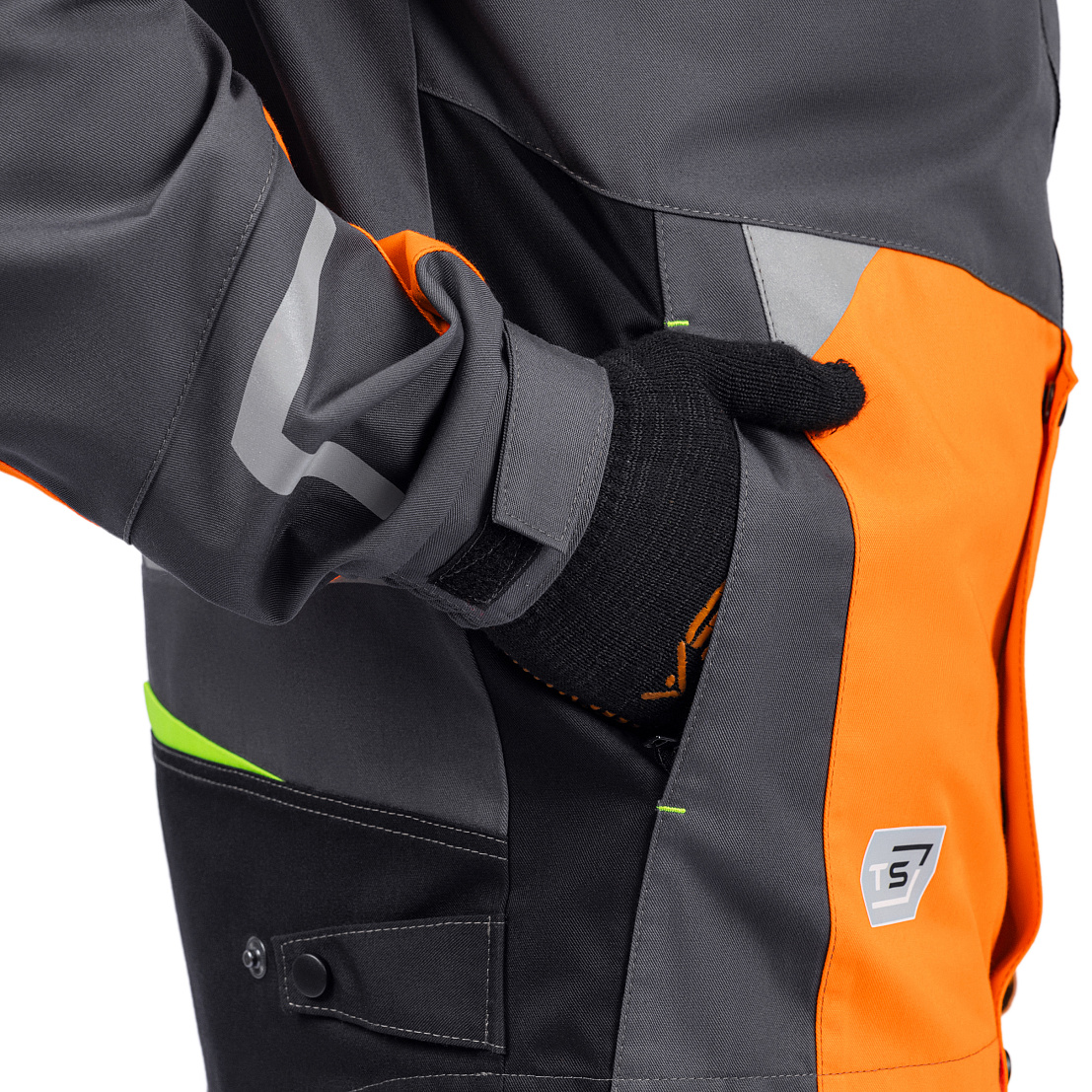 Костюм КОНДА (куртка/брюки), т-серый/оранжевый/черный, тк.смесовая, муж.