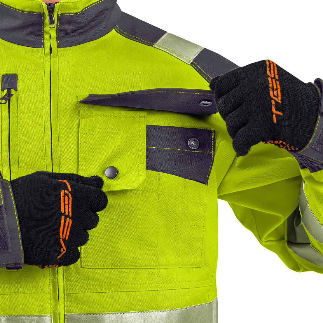 Костюм сигнальный МастВижн 2 (куртка/пк) флуоресцентный желтый/черный, тк. смесовая, муж.