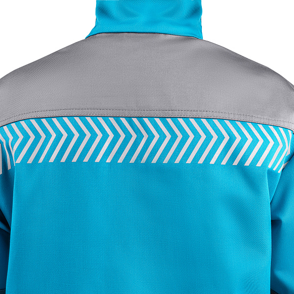 Костюм ЛЕНА (куртка/брюки) бирюза/серый, тк.смесовая, жен.