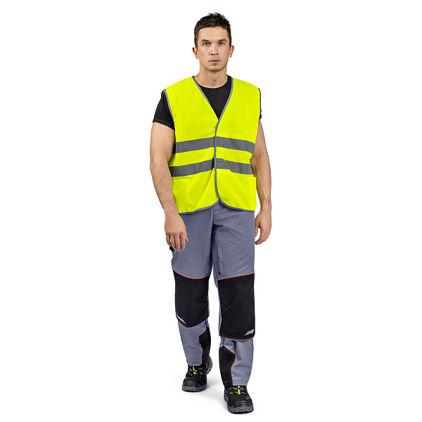 Жилет сигнальный тип 1, трик.полотно, застежка велькро, лимонный