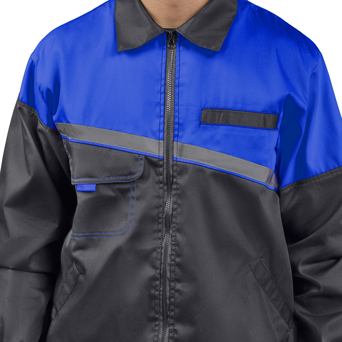 Костюм ЕНИСЕЙ (куртка/брюки) т-серый/василек, тк.смесовая, муж.