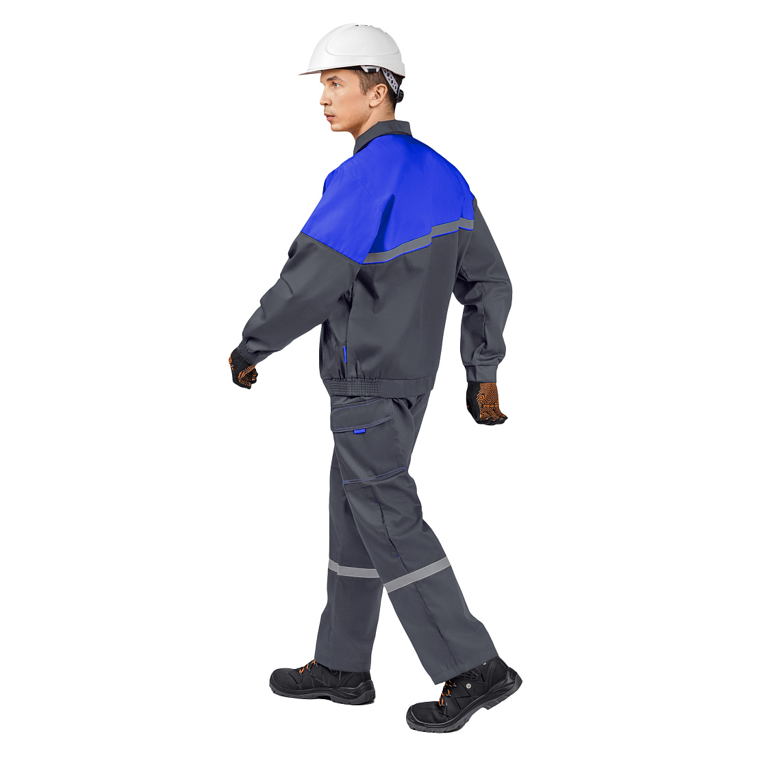 Костюм ЕНИСЕЙ (куртка/брюки) т-серый/василек, тк.смесовая, муж.