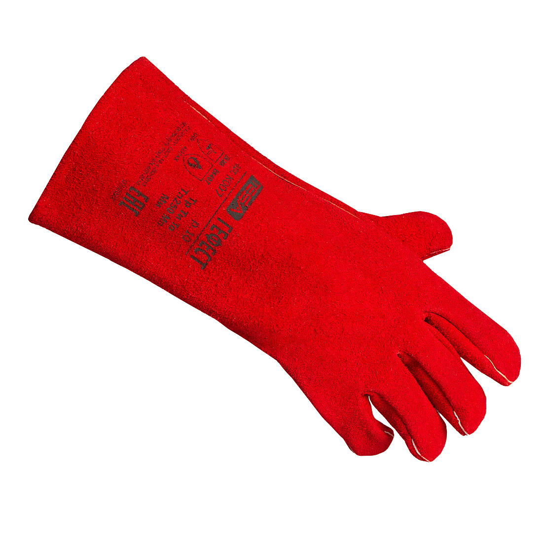 Перчатки-краги TESA ГЕФЕСТ арт. К007, спилок 1,2мм, 350мм, красные