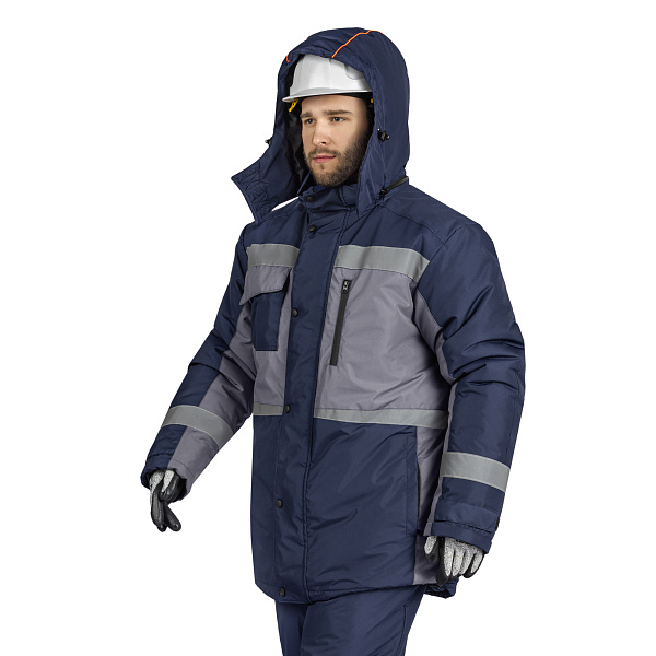 Куртка ФРЕЙЗЕР утеплен. Тн 3.4 (IV и «особый» кл. пояс), т-синий/серый, муж.