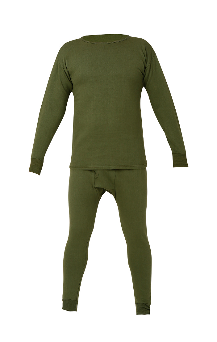 Белье утепленное трикотажное с начесом,100%хб, пл.240г/м² БУ002, муж., хаки