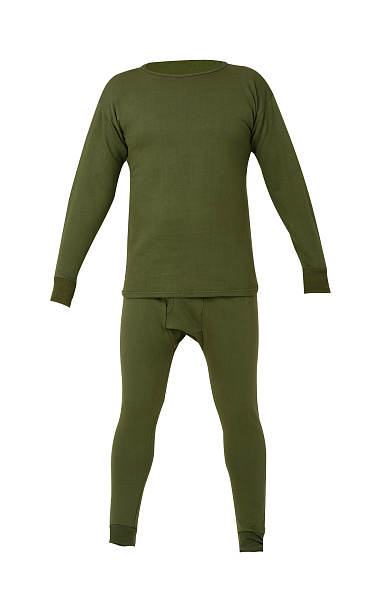 Белье утепленное трикотажное с начесом,100%хб, пл.240г/м² БУ002, муж., хаки