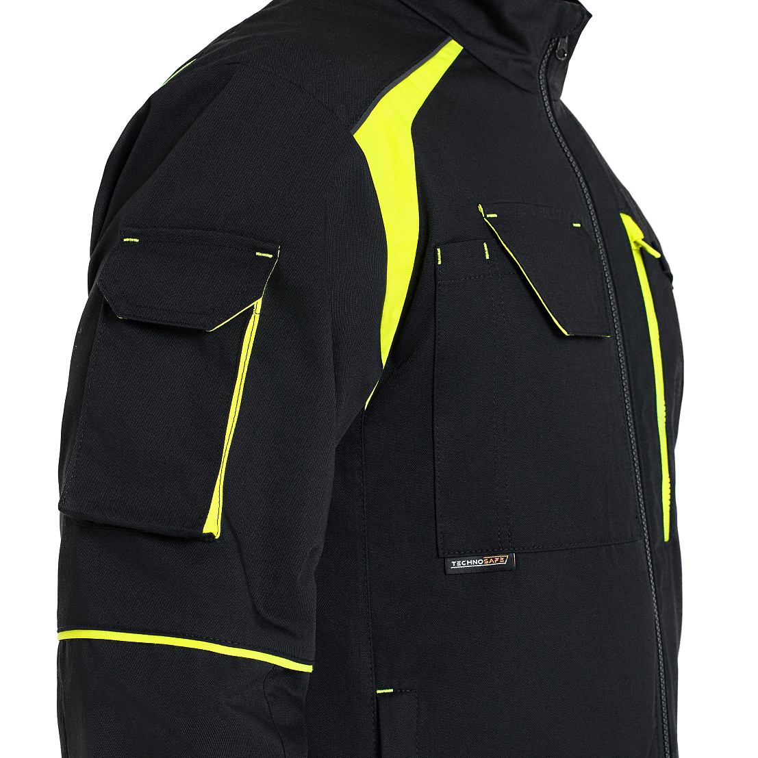 Костюм НАРМАДА (куртка/брюки) черный/лайм, тк.смесовая, муж.