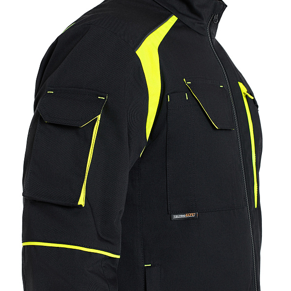 Костюм НАРМАДА (куртка/брюки) черный/лайм, тк.смесовая, муж.