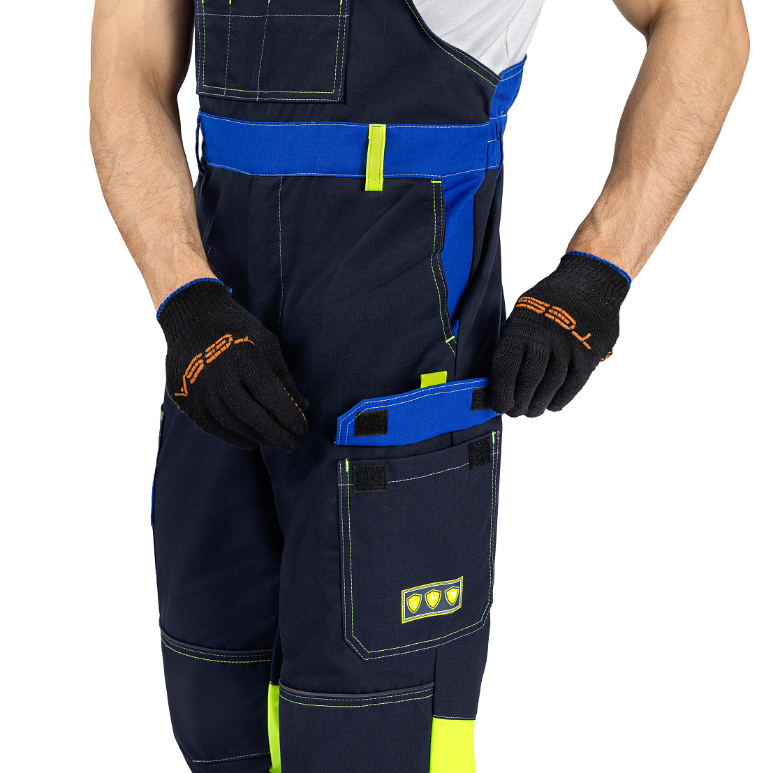 Полукомбинезон МастАнтистат, т-синий/василек/лайм, тк. смесовая, муж.