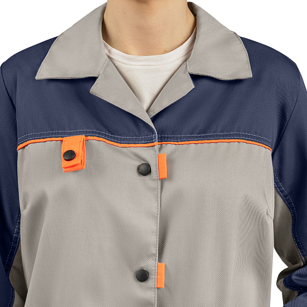 Халат ДОН, тк.смесовая, серый/т-синий/оранжевый, жен.