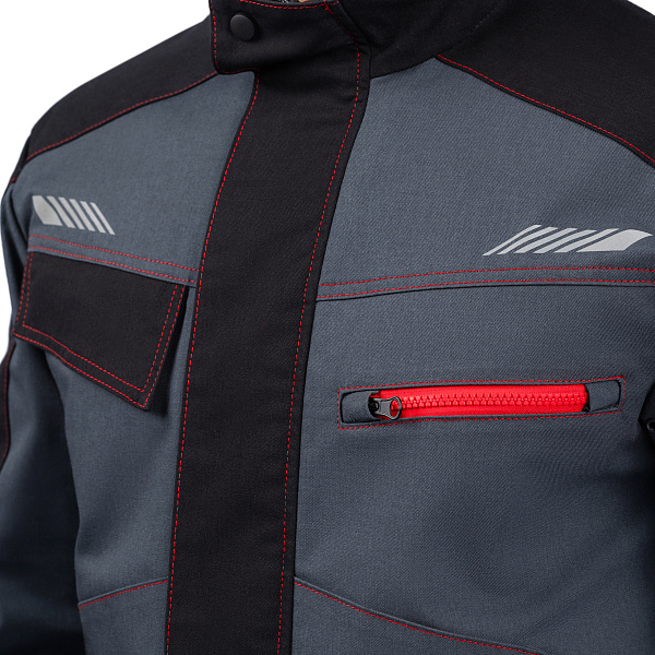 Куртка РЕЙН, т-серый/черный/красный, тк.смесовая, муж.