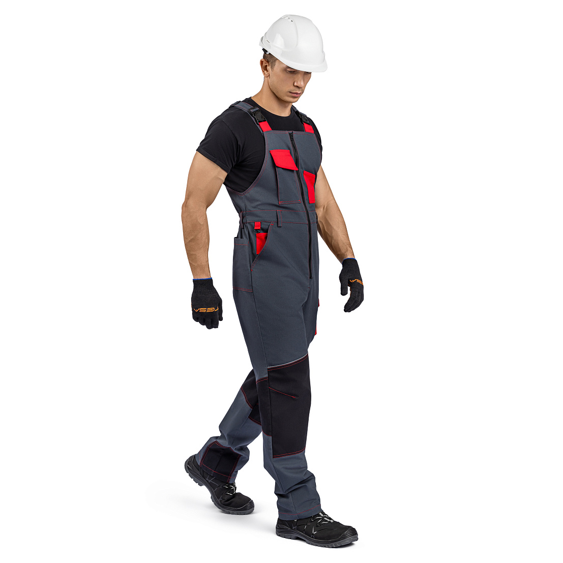 Полукомбинезон РЕЙН, т-серый/черный/красный, тк.смесовая, муж.