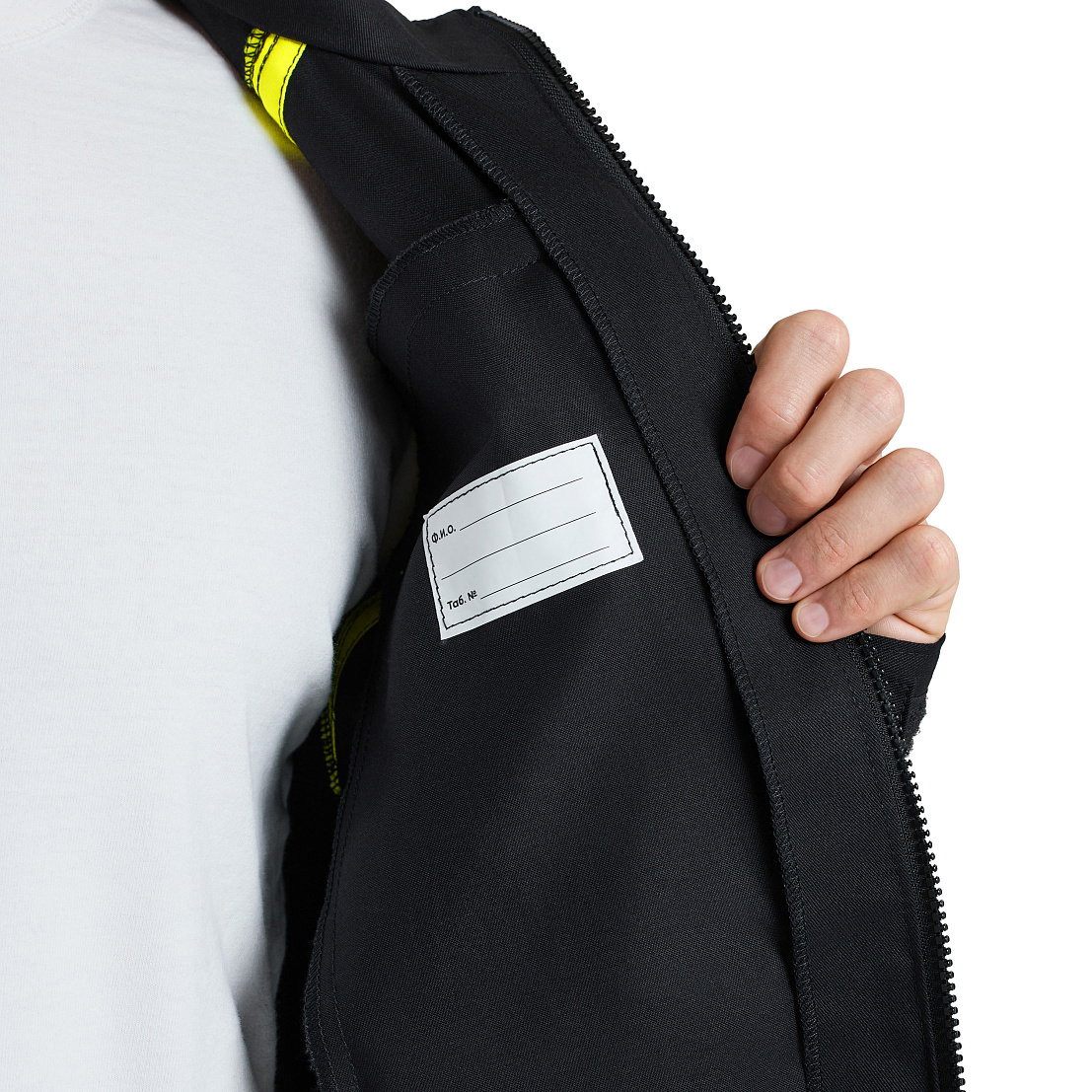 Костюм НАРМАДА (куртка/брюки) черный/лайм, тк.смесовая, муж.