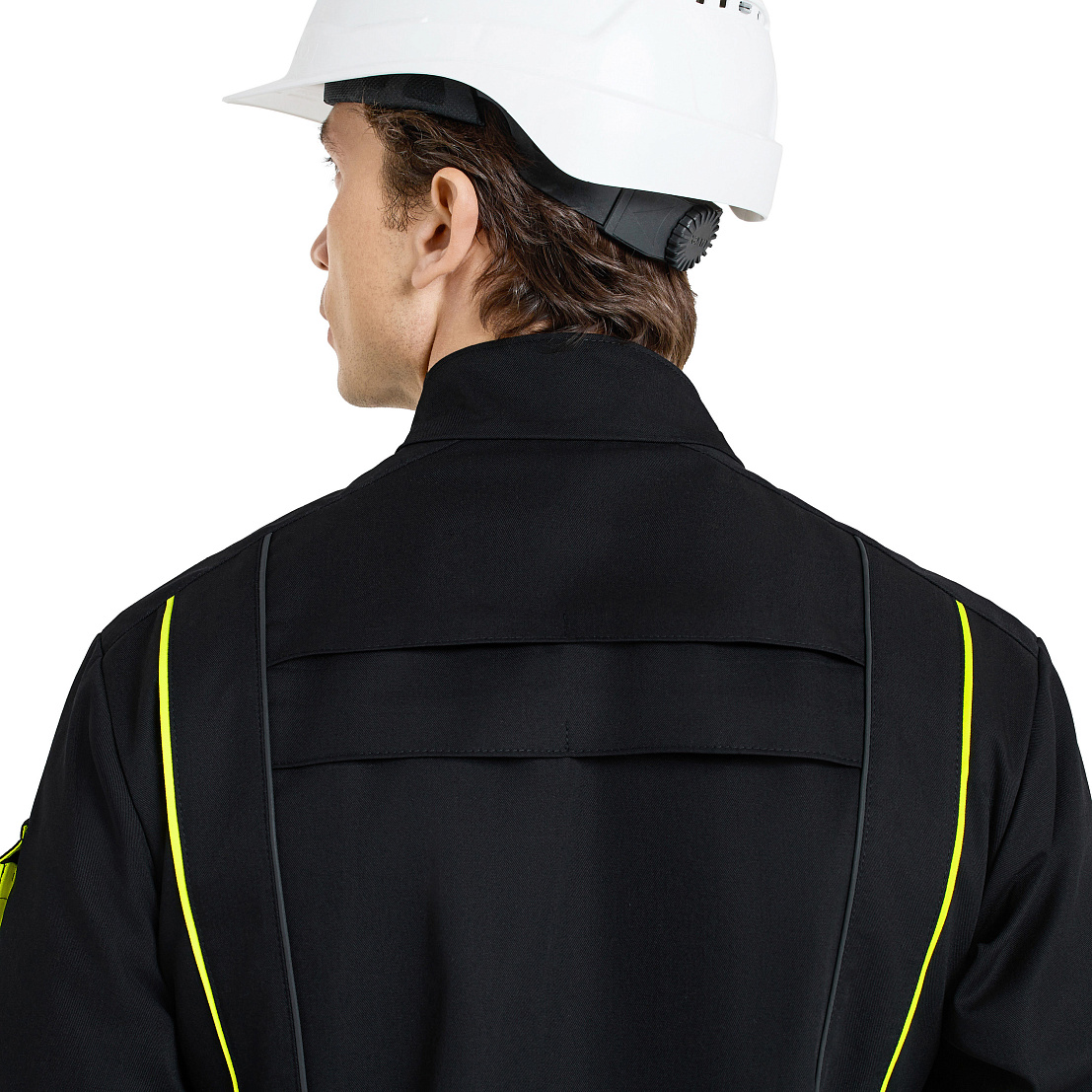 Костюм НАРМАДА (куртка/брюки) черный/лайм, тк.смесовая, муж.