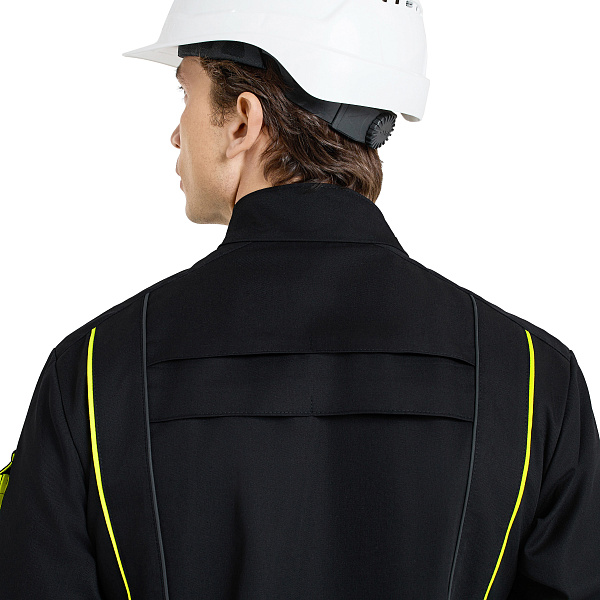 Костюм НАРМАДА (куртка/брюки) черный/лайм, тк.смесовая, муж.