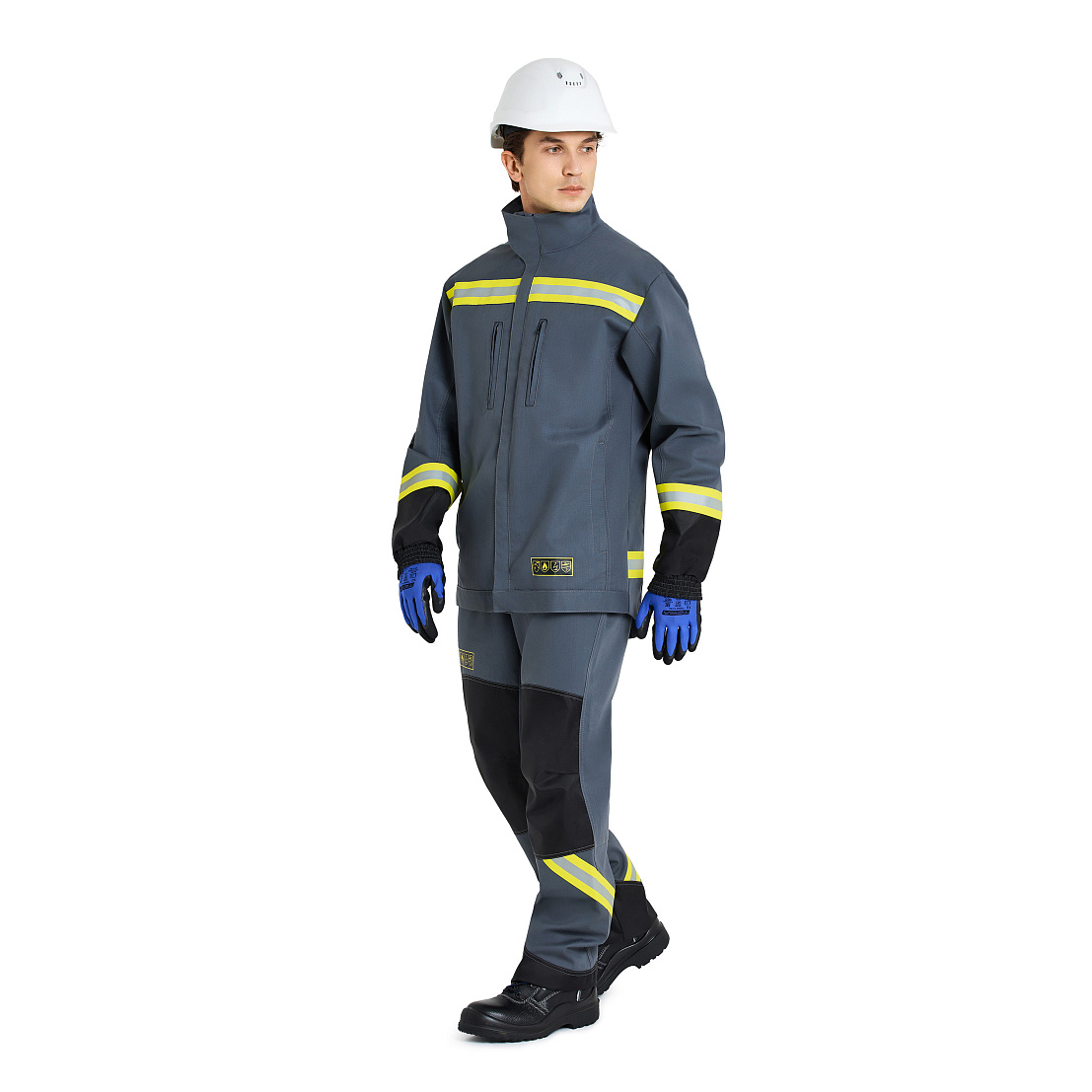 Костюм МастОйл (куртка/брюки) 1кл.защиты, серый/чёрный, тк.смесовая, муж. 