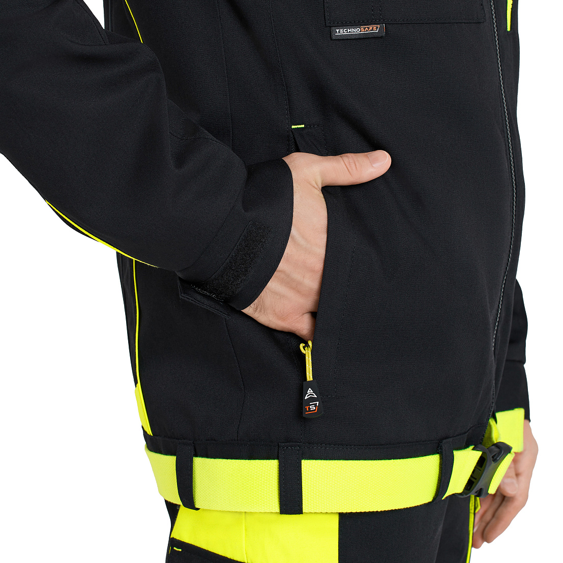 Костюм НАРМАДА (куртка/брюки) черный/лайм, тк.смесовая, муж.