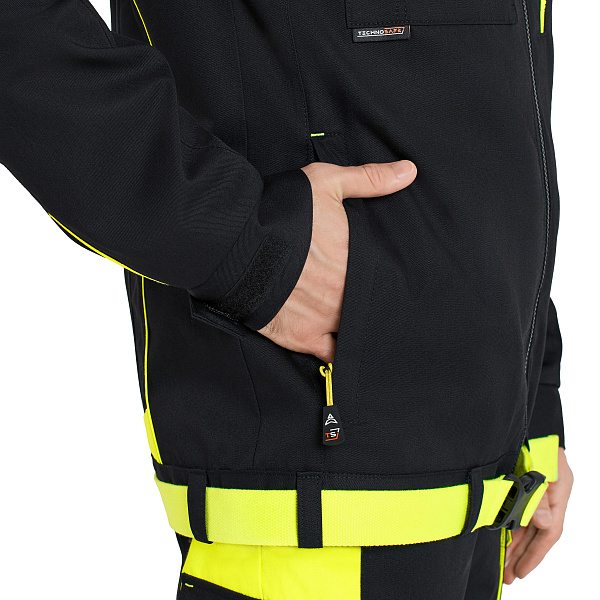 Костюм НАРМАДА (куртка/брюки) черный/лайм, тк.смесовая, муж.