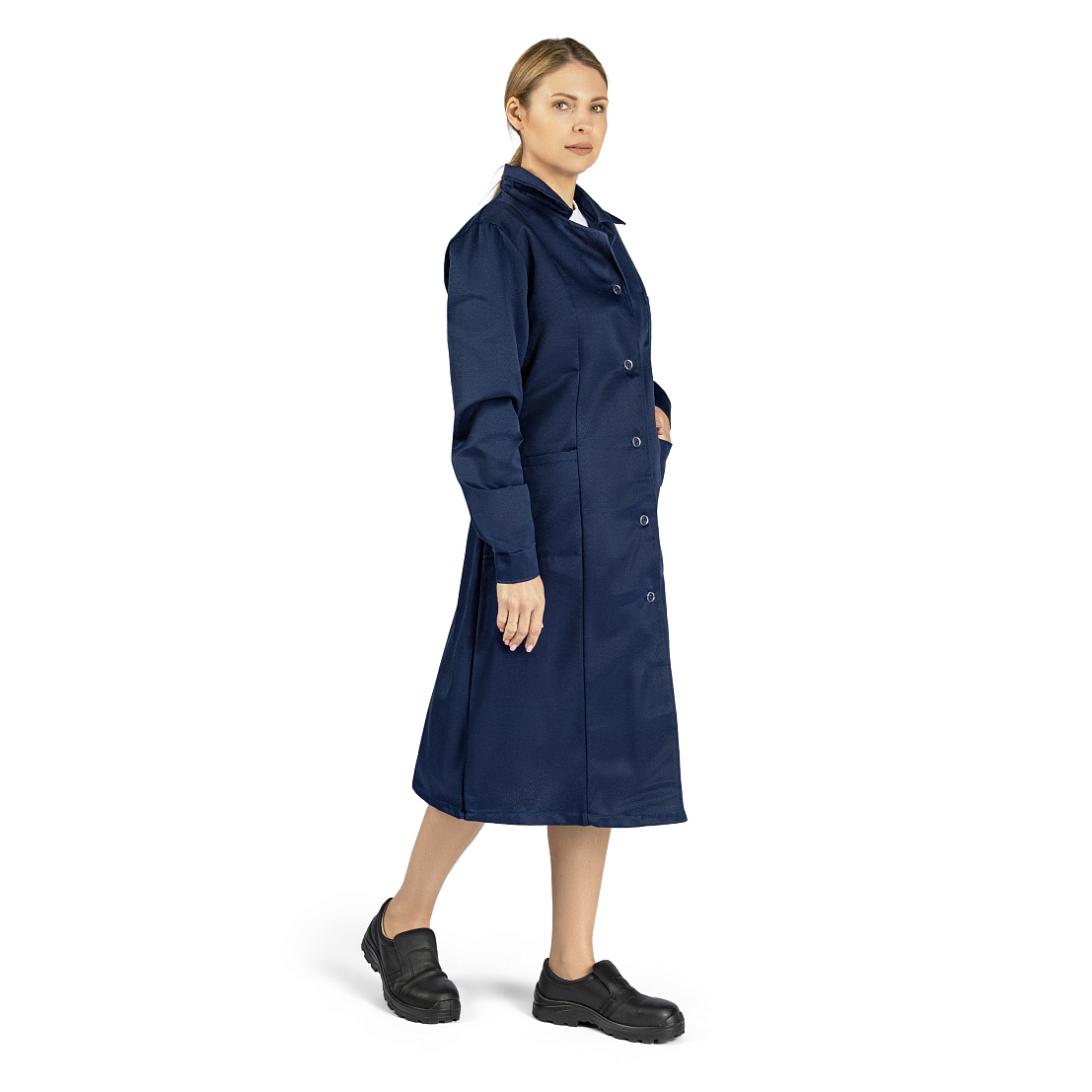 Халат рабочий женский, тк. смесовая, т.-синий