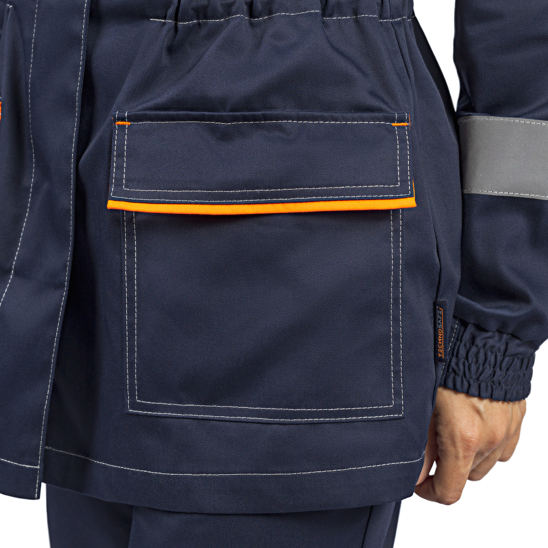 Костюм ДОН (куртка/брюки) т-синий/серый/оранжевый, тк.смесовая, жен.