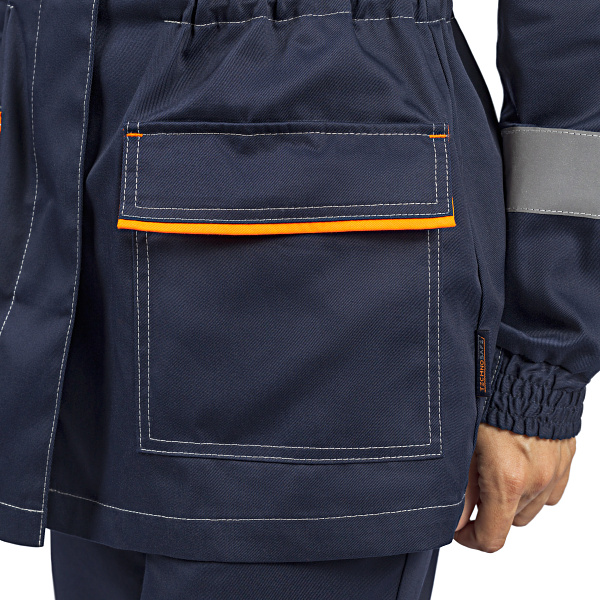 Костюм ДОН (куртка/брюки) т-синий/серый/оранжевый, тк.смесовая, жен.