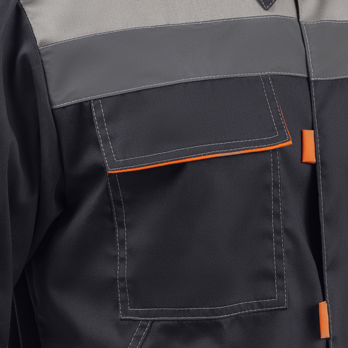 Костюм ДОН (куртка/брюки) т-серый/св-серый/оранжевый, тк.смесовая, муж.