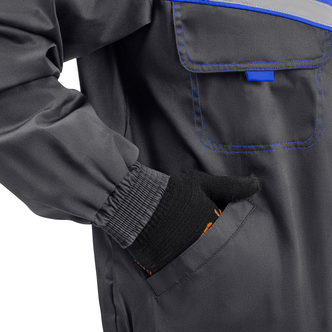 Костюм ЕНИСЕЙ (куртка/брюки) т-серый/василек, тк.смесовая, муж.