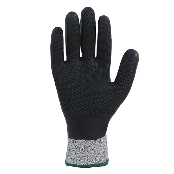 Перчатки TESA TWINS T-110, текстурир. латекс, покрытие ладонной части, манжета, серый/черный